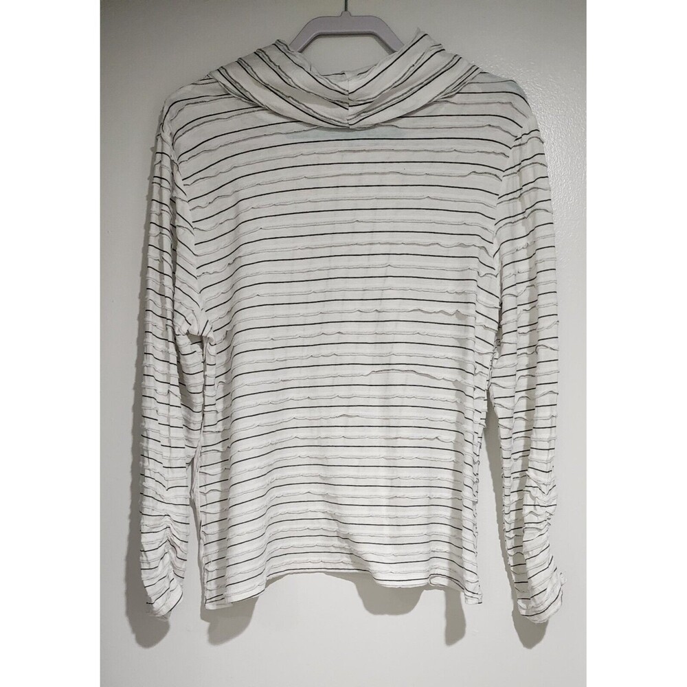Habitat Clothes Womens Cotton Tiered Top M White Black Striped Cowl Neck Jersey - Picture 3 of 9